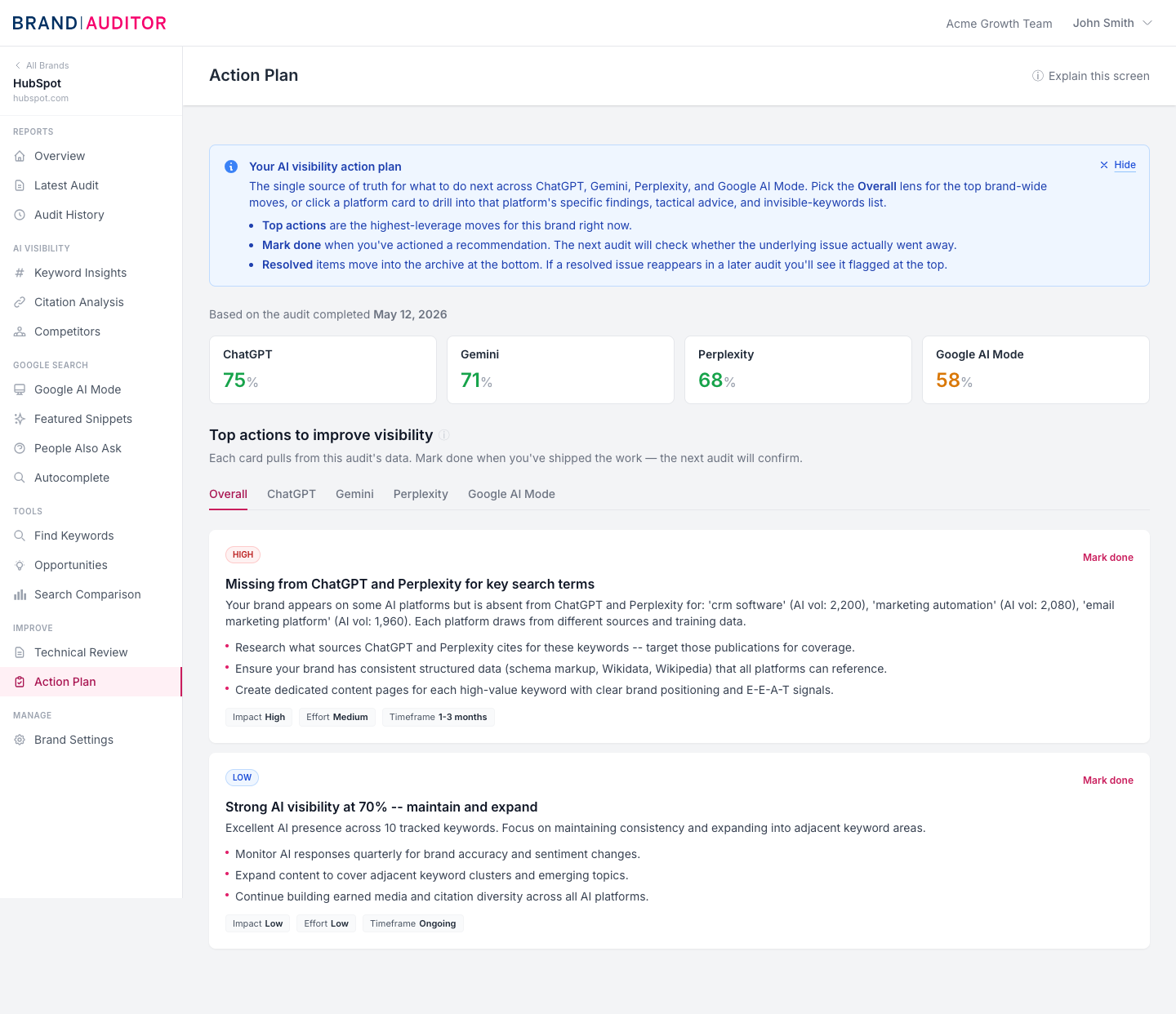 Action Plan screenshot