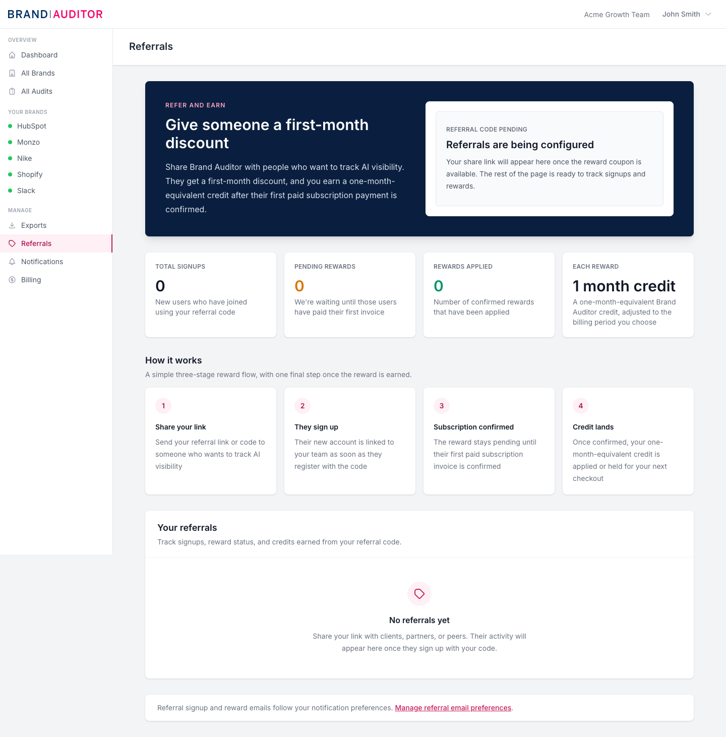 Referral scheme screenshot